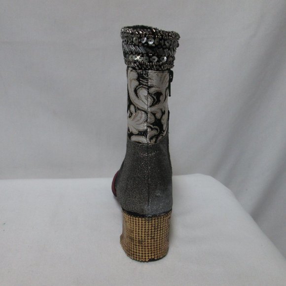 Anthropologie Bettye Mueller Cyd Suede Canvas patchwork boots booties Size 7.5 - Picture 12 of 16